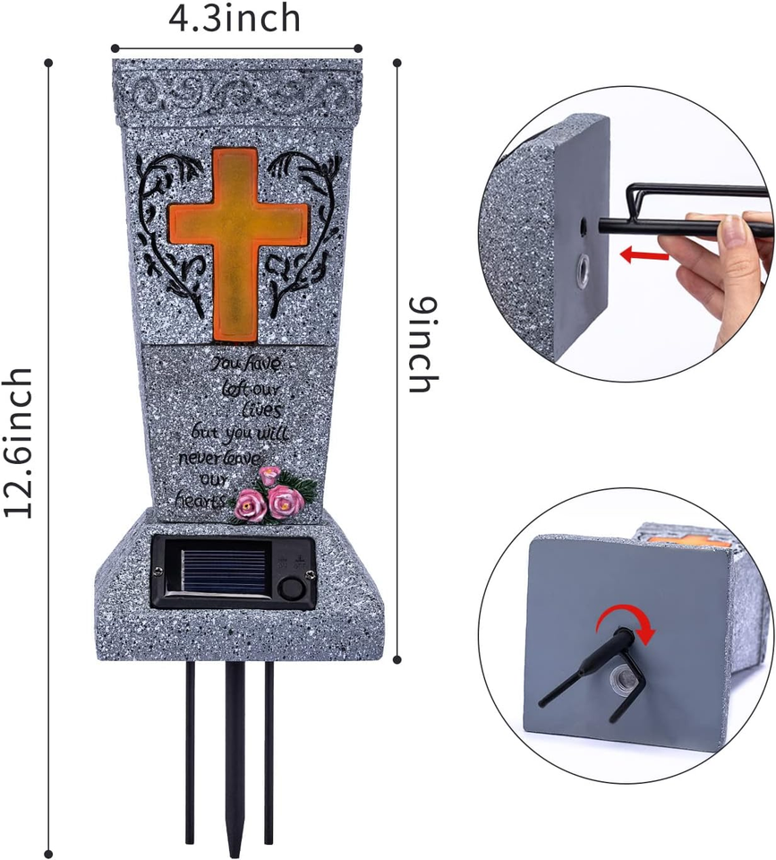 Solar Cemetery Grave Vase with LED for Fresh/Artificial Flowers