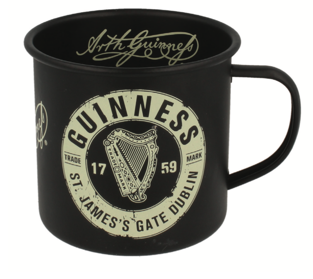 Beer Guinness Mug IN Metal Enamelled Label Black eBay