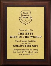 LEMONSODA World's Greatest Plaque (Best Wife in The World) - Gold