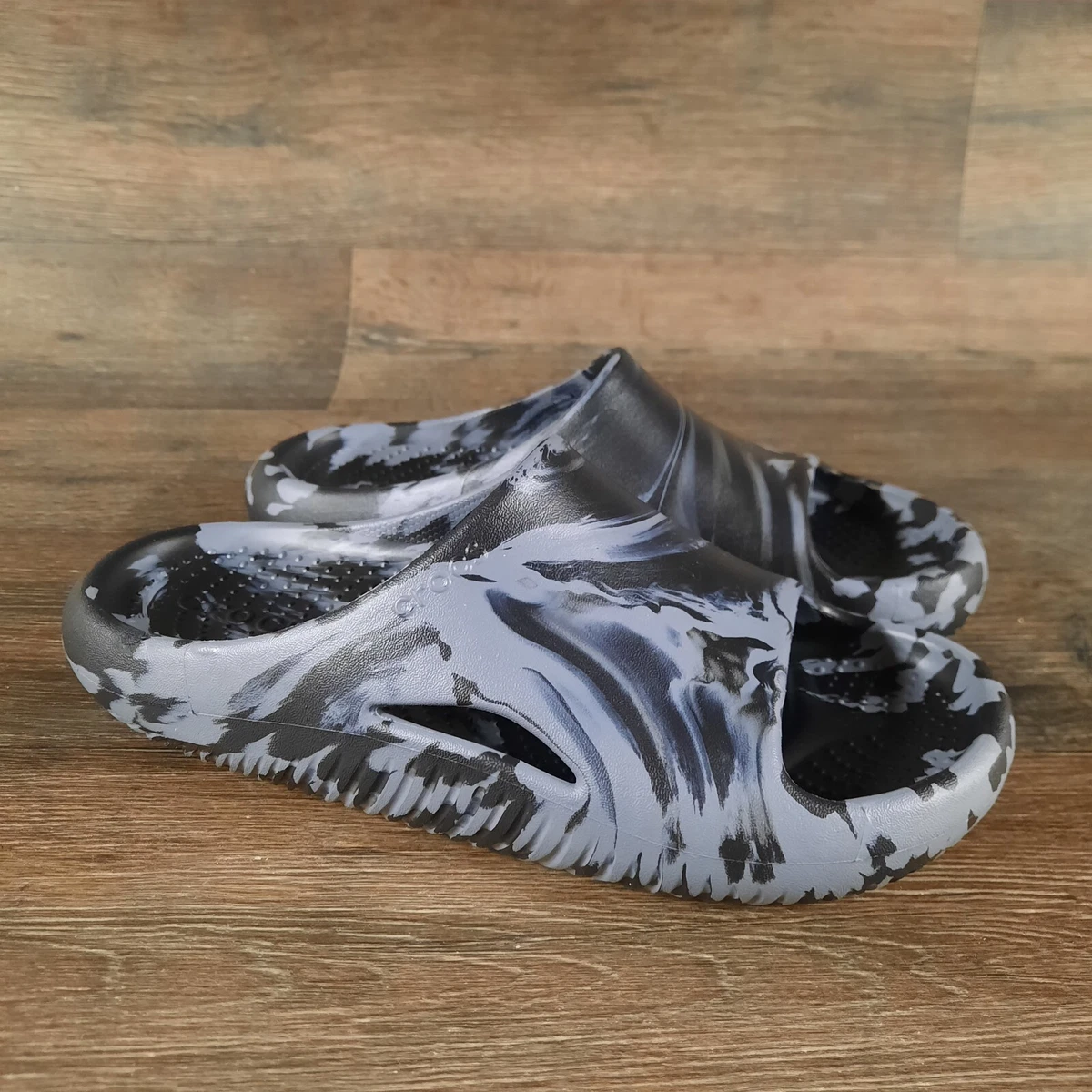 Crocs Mellow Slide Marbled Grey Black Sandal Men 7 Women 9 Slip On 