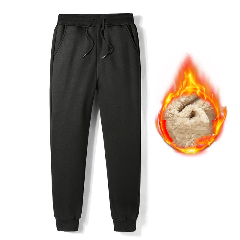Mens Faux Fleece Fur Lined Joggers Sports Pants Winter Thermal Warm Trousers