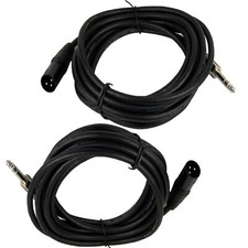 2-Pack 15FT XLR 3-Pin Male to 1/4" Mono Shielded Audio Cable Cord Audio Cables