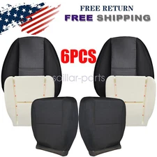 For 2007 2008 2009 2010 GMC Sierra 1500 2500HD Front Black Cloth Seat Cover&Foam