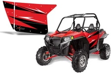 AMR Racing UTV Door Graphics Wrap for Polaris RZR 800/900 UTV Inc Doors (2) RED