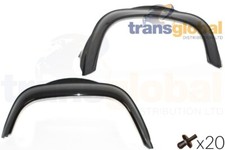 Front Matt Black Left & Right Wheel Arch Spats & Clips for Land Rover Defender