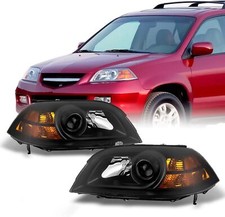 Black 2004 2005 2006 Acura MDX Replacement Headlights Headlamps Front Left+Right