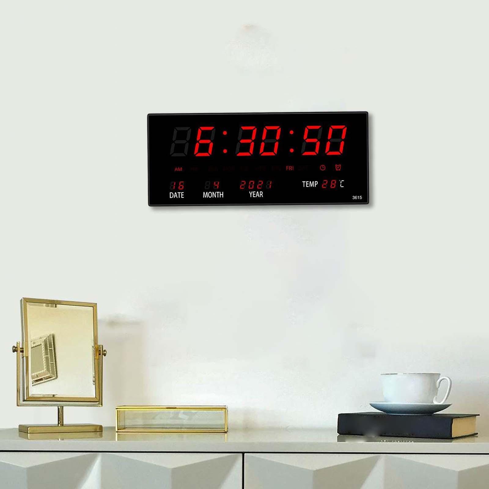 Large Display Wall Digital Clock with Date Temperature for Shop Gym