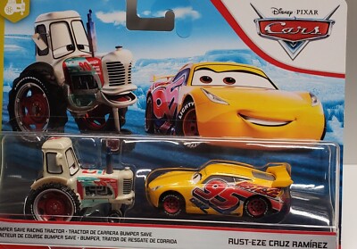 2020 Mattel Disney Pixar Cars Bumper Save Racing Tractor and Cruz Ramirez