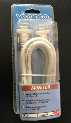 vivanco MONITOR / VGA-Verlängerung 1:1, 15pol.HD auf 15pol.HD