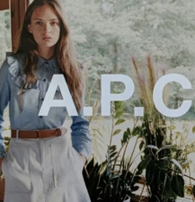 A.P.C. chambray Memphis blue ruffled shirt