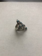 Or Paz PZ Israel Sterling Silver 925 With Turquois Leaf Elongated Ring Size 9