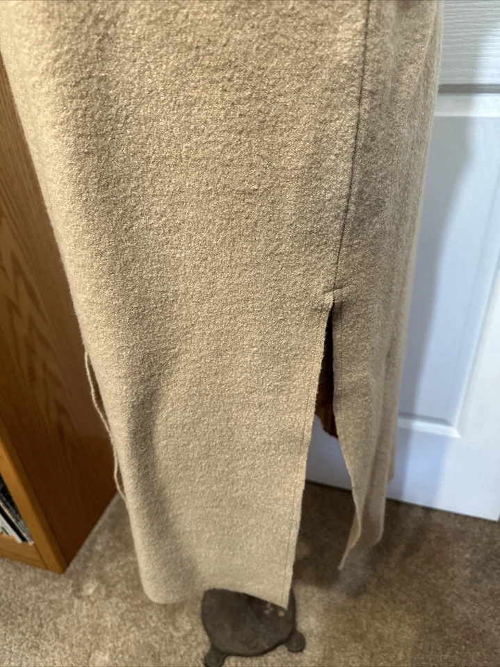 Chicos long vest size 2 (10-12) Boil Wool camel color side slits Button - Image 3 of 4