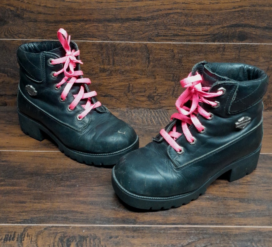 Harley Davidson Women’s Leather Motorcycle Boots #82034 Black Size HD  Emblem