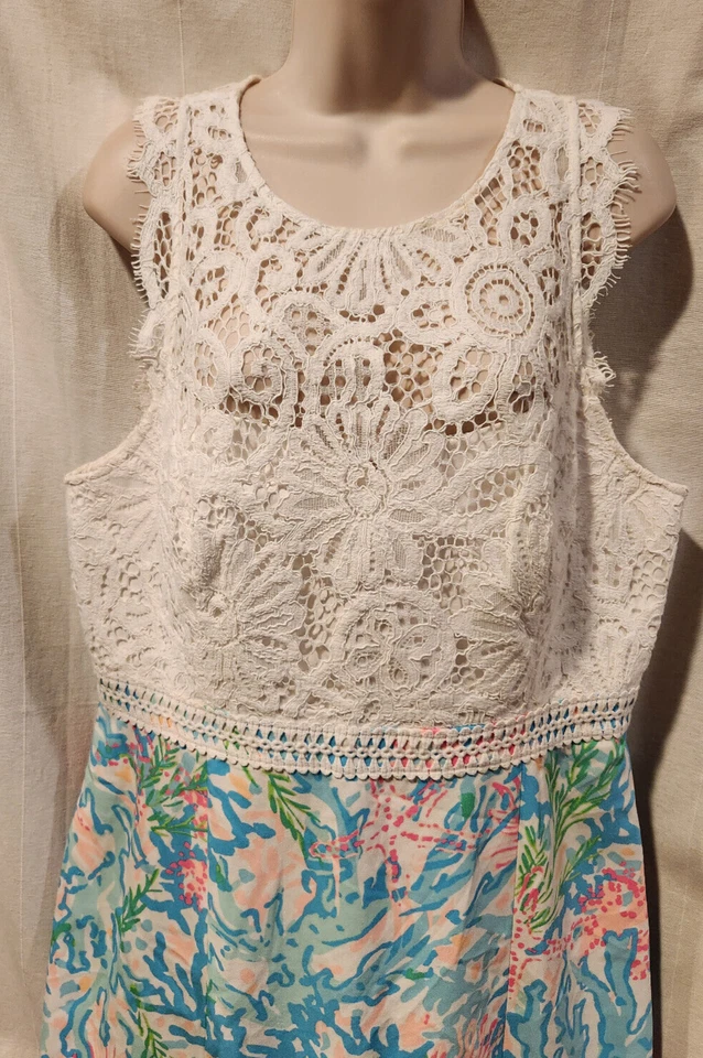 NWOT LILLY  PULITZE SHARICE STRETCH SHIFT DRESS LACE CORAL SIZE 14 - Image 4 of 4