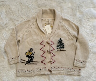 The Great. New The Ski Lodge Cardigan Sweater Knit Cream Baby Alpaca 3 Large