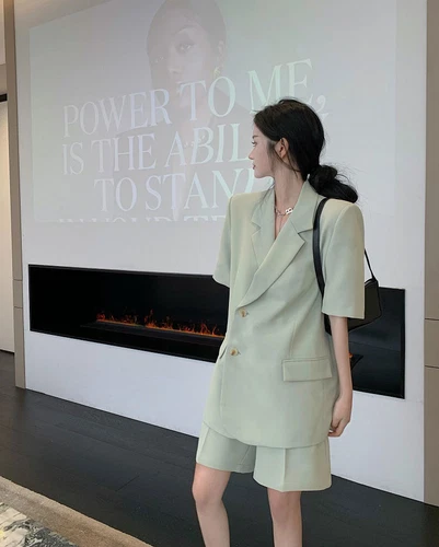 New Hot Women's Summer Suit Fashion Loose Thin Blazer Shorts Two-piece Set - Picture 14 of 28