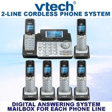 VTECH DS6151 DECT 6.0 2-LINE CORDLESS PHONE 5 CORDLESS HANDSETS - NEW