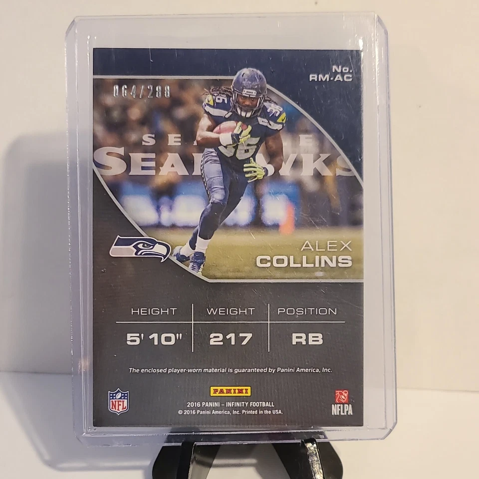 2016 Panini Infinity Alex Collins #'D /288 Silver Refractor Patch Relic SP - Image 2 of 3