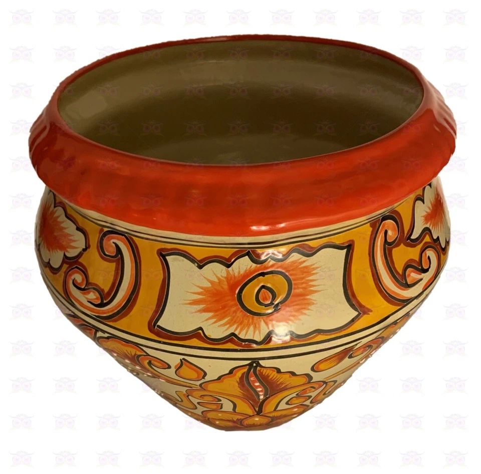 XOOCH MEXICO Talavera Blumenkübel OTTONO GROSS BRAUN-ORANGE, Kunsthandwerk - Bild 3 von 4