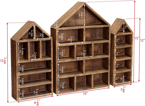 Organizador de estante de almacenamiento caja de sombra de madera con forma de casa - Imagen 3 de 7