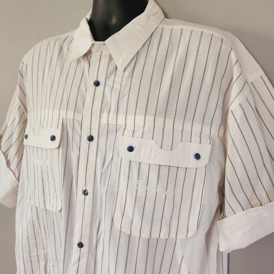 Vtg Bugle Boy Direction Shirt Striped Embroidered Skate Streetwear Board Surf XL - Image 2 of 4