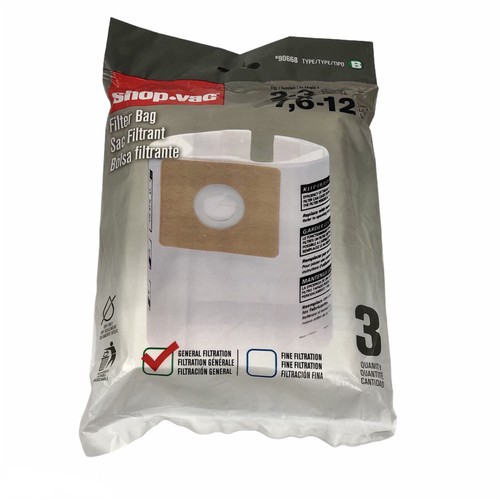 Shop Vac Filter Bag Type B General Filtration,Fits 23 Gal Vacuum3
