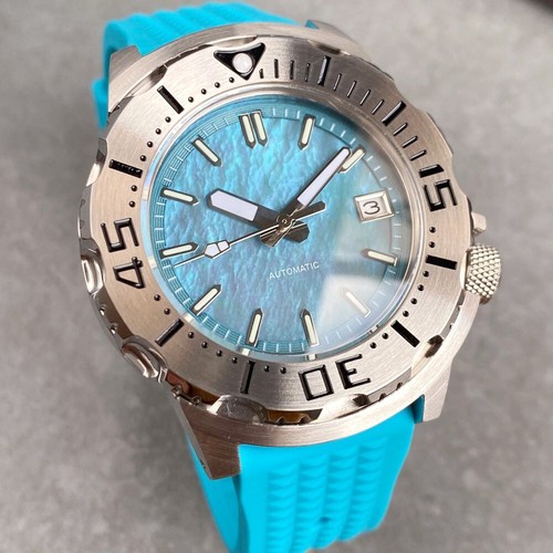 Ocean Wave Blue Shell Dial 42mm NH35 Monster Case Dive Men Automatic Watch 20ATM - Picture 2 of 7