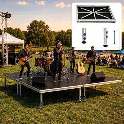 4×4ft/8x8ft Portable Stage Platform Fold Lightweight Aluminum Performance Deck