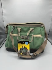 Stanley 16 inch Open Mouth Tool Bag Green Hard Bottom Rare NEW