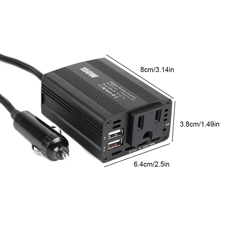 150W Car Inverter 12V To 110V Modified Sine Wave Power Converter Automobile - image 3 of 4