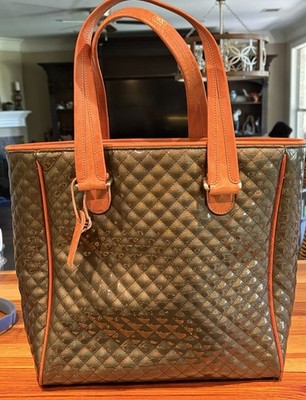 Consuela Smoke Candy Crush Tote Gray Metallic Coated Italian Leather Handle/Trim