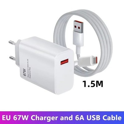 67W Fast Charger 6A USB-C Cable Quick Charge for Xiaomi Redmi POCO