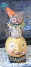 DEBRA SCHOCH HOP,HOP JINGLE BOO OWL&MOON STACK   25": Owl On Moon LARGE RARE