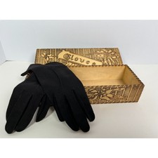 Antique Wooden Glove Box Gloves Flemish Art Style Floral Vanity Box Victorian