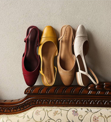 Women's Real Leather Low Heel Sandals Slingback Pumps Summer Shoes Yellow