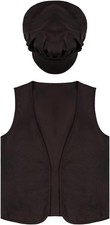 DiULi Victorian Pauper Costume 2 Piece Set Vest and Hat,himney Sweep Costume Fo