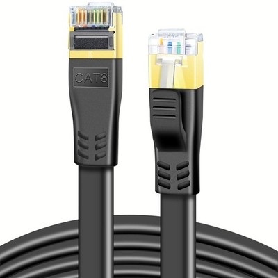 Netzwerkkabel CAT 8 0,5m 40Gbps 2000MHz Flach Patchkabel 2 Stück Schwarz für