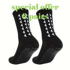 Grip Socks for football rugby tennis hiking 6 pairs black