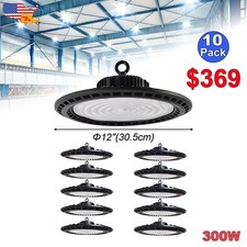 300W 10 Pack UFO Led High Bay Light 30000Lm Warehouse Factory Industrial Light