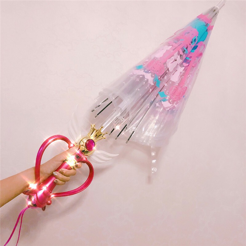 Sailor Moon Umbrella Magic Wand Sun Umbrella LED Night Cartoon Cane New Girl -