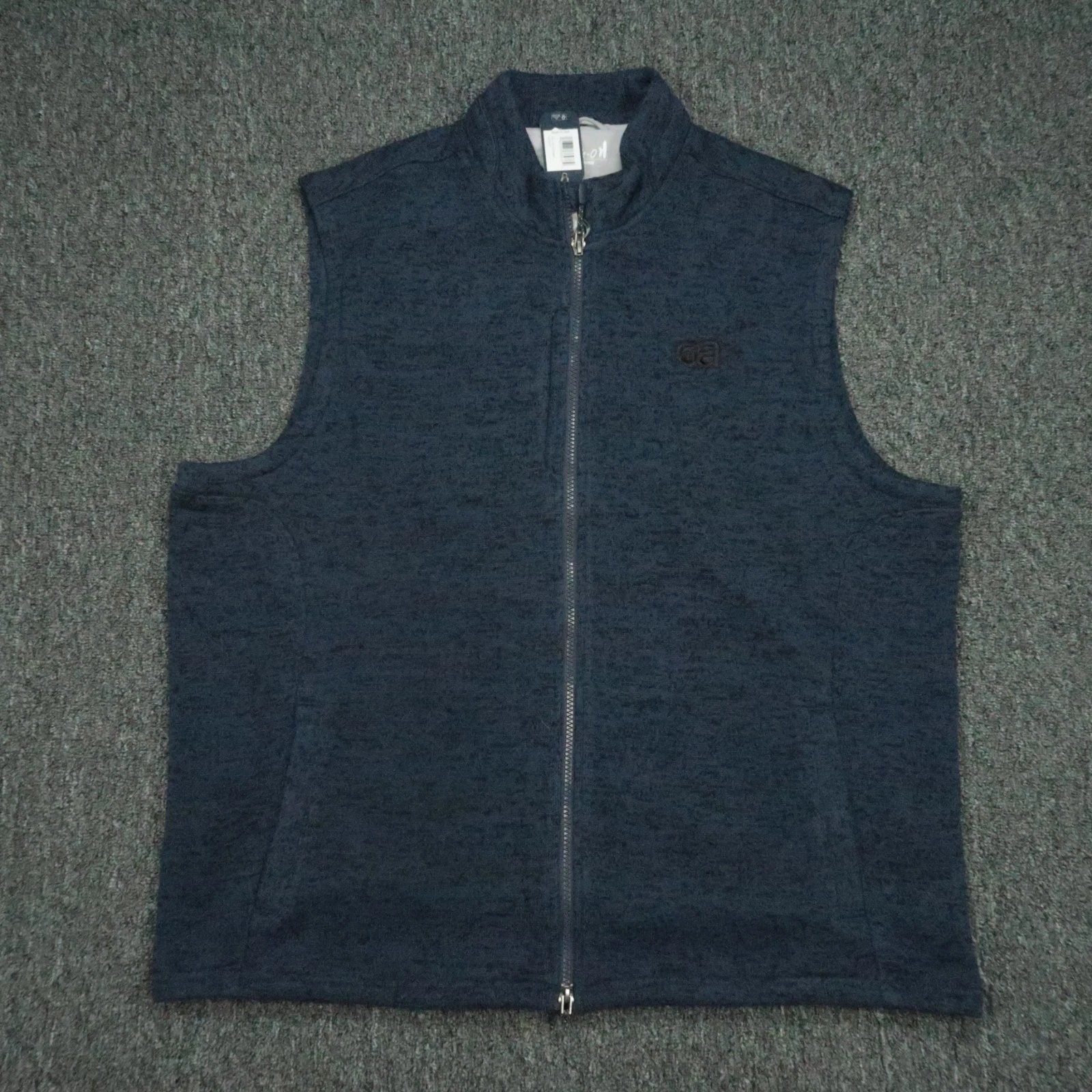 Johnnie O Vest Men Extra Large Navy Blue Denali Full Zip Pockets Fleece NWT