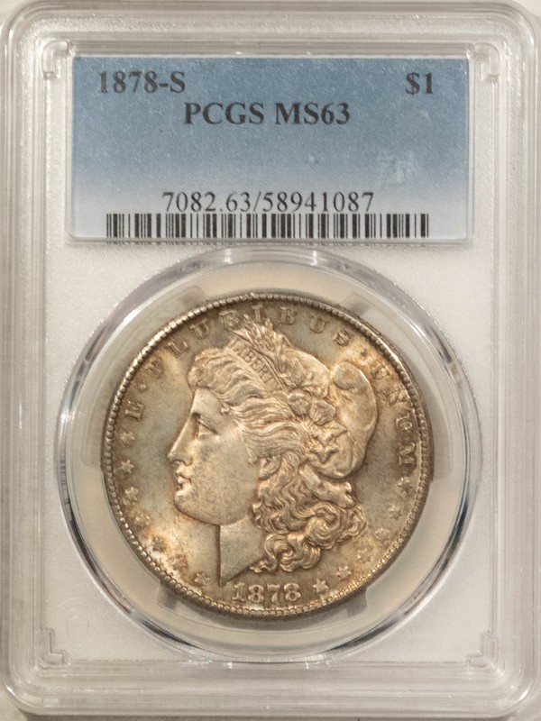 1878-S $1 MORGAN DOLLAR - PCGS MS-63 ORIGINAL CHOICE!