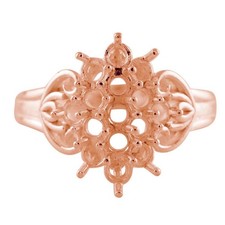 925 Sterling Silver 3mm Round Semi Mount Cluster Ring For Wedding Ring