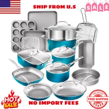 Gotham Steel Aqua Blue 20 Piece All In One Kitchen, Cookware and Bakeware Set