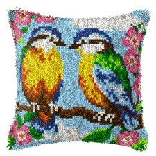DIY Latch Hook Pillow Kit Bird Pattern Printed Canvas Cushion Cover