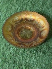 Vintage Carnival Glass Iridescent Marigold Bowl Embossed Floral & Dragon Design