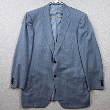 Ermenegildo Zegna Sport Coat Blazer Mens 48L Blue Houndstooth Windowpane Wool