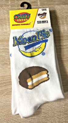 Moon Pie Crazy Socks Size Men s 6-12 Express Yourself Novelty White Snacks NEW