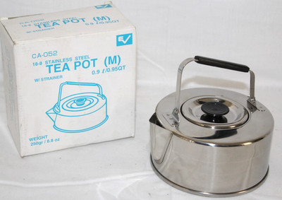 New EVERNEW .95 qt. Stainless Teapot Kettle w/ Strainer, Camping ,Hiking