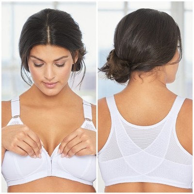 Glamorise ComfortLift Posture Back Support Bra   Front Close   Wirefree Lace 44C